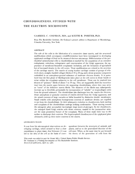 Chondrogenesis, Studied with the Electron Microscope