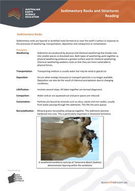 Sedimentary Rocks and Structures Reading