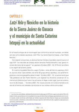 Latzi Yelay Nexicho En La Historia De La Sierra Juárez De Oaxaca Y El