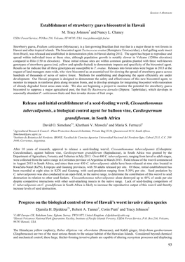 Establishment of Strawberry Guava Biocontrol in Hawaii M