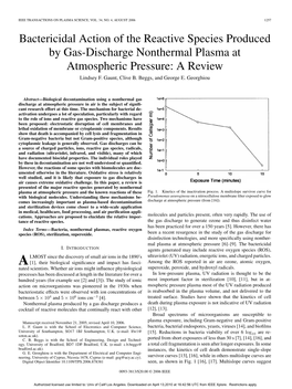 Bactericidal Action of the Reactive Species Produced by Gas-Discharge Nonthermal Plasma at Atmospheric Pressure: a Review Lindsey F