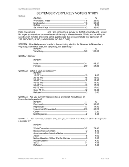 September Very Likely Voters Study