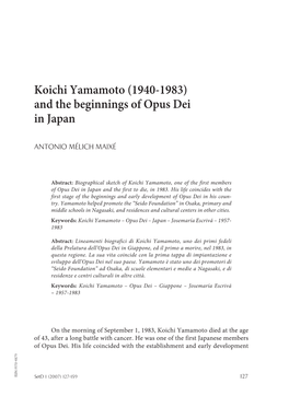 Koichi Yamamoto (1940-1983) and the Beginnings of Opus Dei in Japan