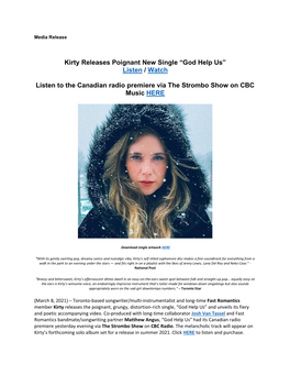 Kirty Releases Poignant New Single “God Help Us” Listen / Watch