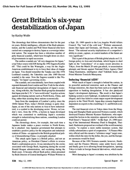 Great Britain's Six-Year Destabilization of Japan