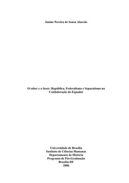 República, Federalismo E Separatismo Na Confederação Do Equador