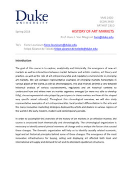 HISTORY of ART MARKETS Prof