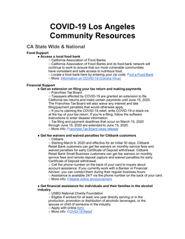 COVID-19 Los Angeles Community Resources