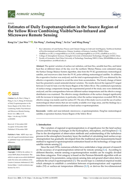 Estimates of Daily Evapotranspiration in the Source Region of the Yellow River Combining Visible/Near-Infrared and Microwave Remote Sensing