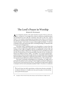 The Lord's Prayer in Worship