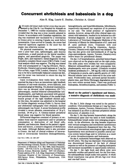 Concurrent Ehrlichiosisand Babesiosis in A