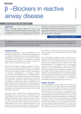 Blockers in Reactive Airway Disease