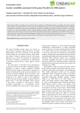 Genetic Variability Assessment in the Genus Passiflora by SSR Markers