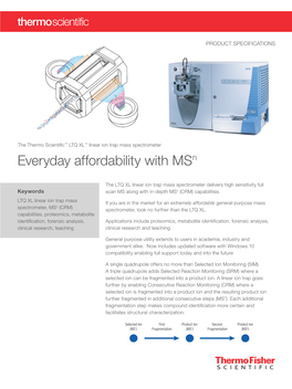 Specification Sheet: LTQ XL Linear Ion Trap Mass Spectrometer