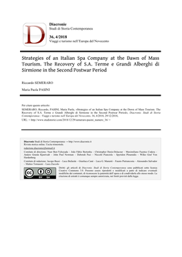 Strategies of an Italian Spa Company at the Dawn of Mass Tourism The