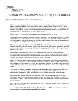 Human Papillomavirus (Hpv) Fact Sheet