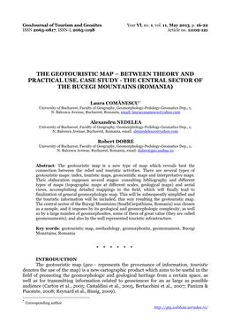 The Geotouristic Map – Between Theory and Practical Use. Case Study - the Central Sector of the Bucegi Mountains (Romania)