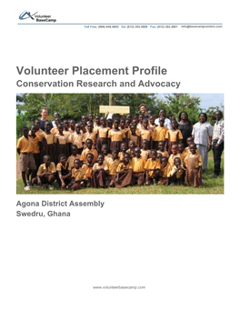Volunteer Placement Profile Conservation Research and Advocacy Agona District Assembly Swedru, Ghana