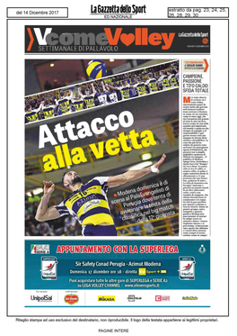 )V Li Amley La Gazzetta Dello Sport # SETTIMANALE DI PALLAVOLO