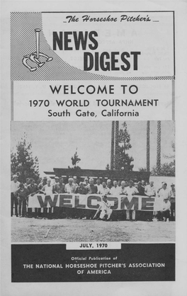 WELCOME to 1970 WORLD TOURNAMENT South Gate, California