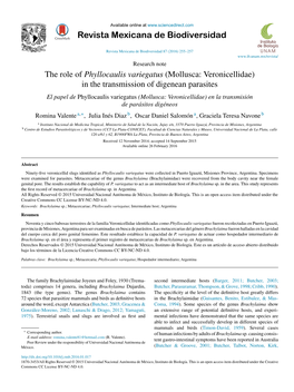 The Role of Phyllocaulis Variegatus (Mollusca: Veronicellidae)