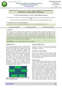 Principles of Rasa, Guna, Virya, Vipaka Siddhant Towards the Conceptual Management of Disease