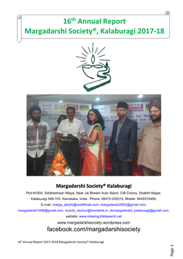 16Th Annual Report Margadarshi Society®, Kalaburagi 2017-18