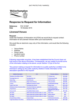 Response to Request for Information