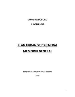 Comuna Poboru Judetul Olt Plan Urbanistic General Memoriu General