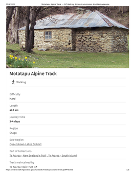 Motatapu Alpine Track — NZ Walking Access Commission Ara Hīkoi Aotearoa
