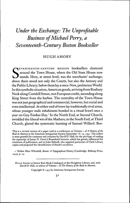 The Unprofitable Business of Michael Perry, a Seventeenth-Century Boston Bookseller