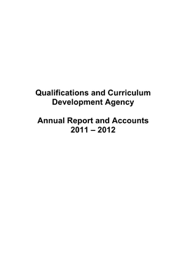 Qualifications and Curriculum Development Agency Annual Report and Accounts 2011-12