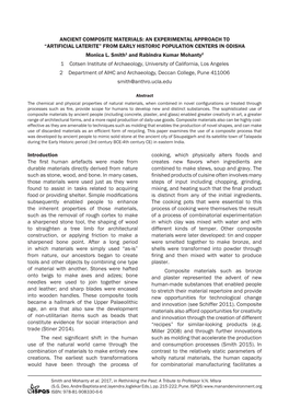 ANCIENT COMPOSITE MATERIALS: an EXPERIMENTAL APPROACH to “ARTIFICIAL LATERITE” from EARLY HISTORIC POPULATION CENTERS in ODISHA Monica L