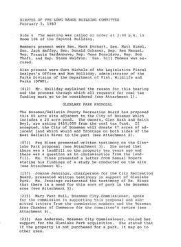 IUNUTES of the LONG RANGE BUILDING COWUTTEE February 5, 1983 Side 6 the Meeting Was Called Or Order at 2:00 P.M. in Room 104 Of