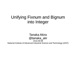 Unifying Fixnum and Bignum Into Integer