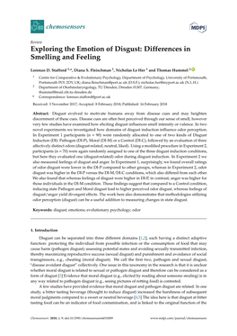 Exploring the Emotion of Disgust: Differences in Smelling and Feeling