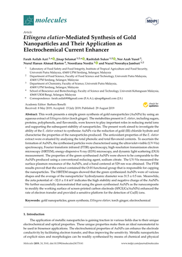 Etlingera Elatior-Mediated Synthesis of Gold Nanoparticles and Their Application As Electrochemical Current Enhancer