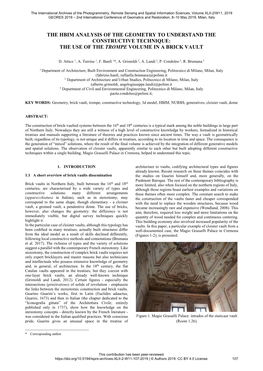 The Use of the Trompe Volume in a Brick Vault