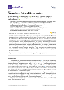 Terpenoids As Potential Geroprotectors