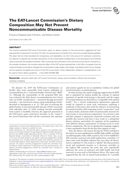 The EAT-Lancet Commission's Dietary Composition May Not Prevent