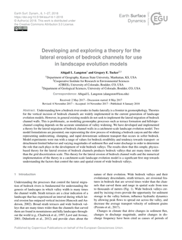 Developing and Exploring a Theory for the Lateral Erosion of Bedrock Channels for Use in Landscape Evolution Models