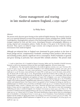 Goose Management and Rearing in Late Medieval Eastern England, C.1250–1400*