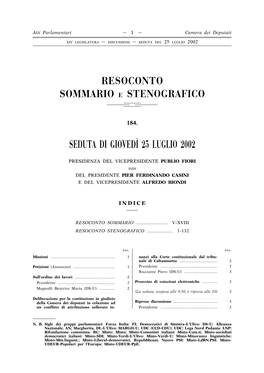 Seduta Di Giovedi`25 Luglio 2002