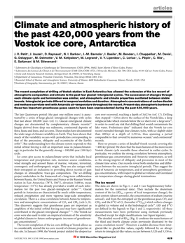 Climate and Atmospheric History of the Past 420,000 Years from the Vostok Ice Core, Antarctica