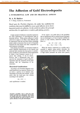 The Adhesion of Gold Electrodeposits