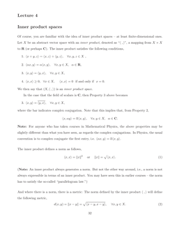 Lecture 4 Inner Product Spaces