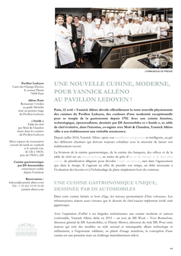 Une Nouvelle Cuisine DS Pour Le Pavillon Ledoyen