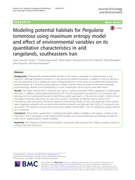 Modeling Potential Habitats for Pergularia Tomentosa Using