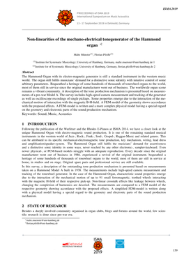 Non-Linearities of the Mechano-Electrical Tonegenerator of the Hammond Organ ∗†