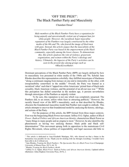 'Off the Pigs?': the Black Panther Party and Masculinity by Chandani